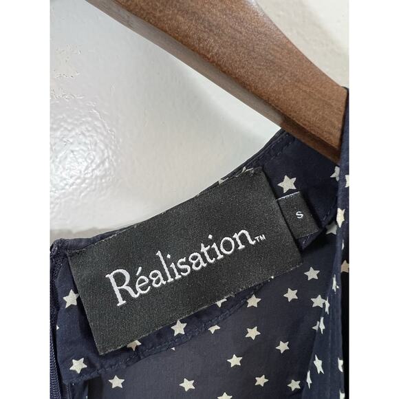 Realisation Women's Silk Ozzie Star Dress Sz S Navy Festival Celestial Fairycore - Picture 3 of 7